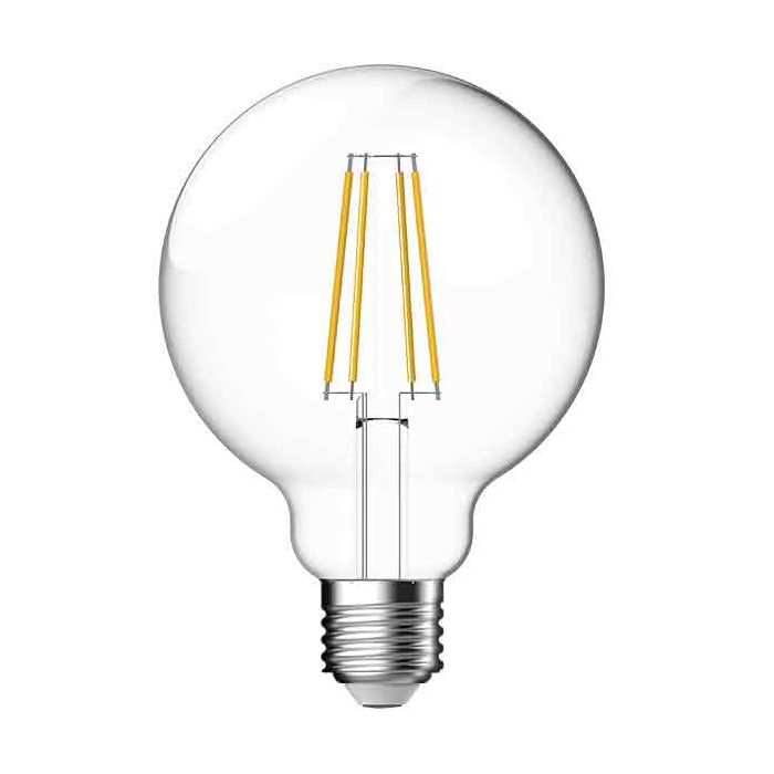 Megaman LED E27 Clear Filament Dimmable 95mm Globe 7.2W Warm White