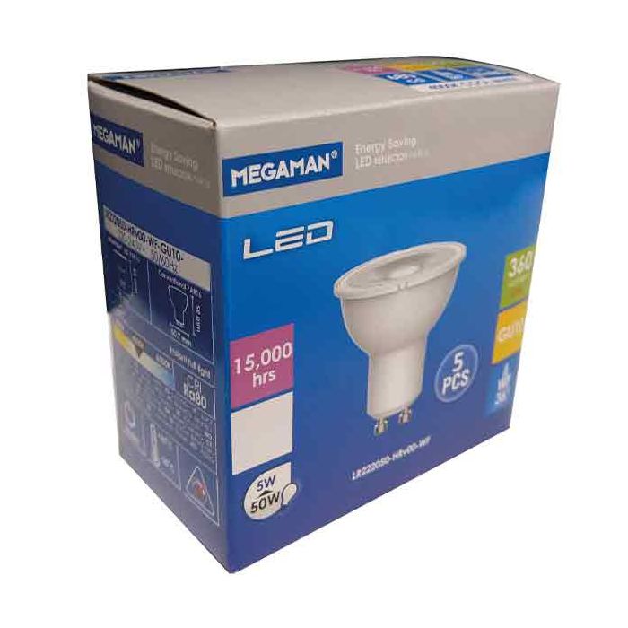 Megaman LED GU10 4.2W Warm White 36D 5 PACK