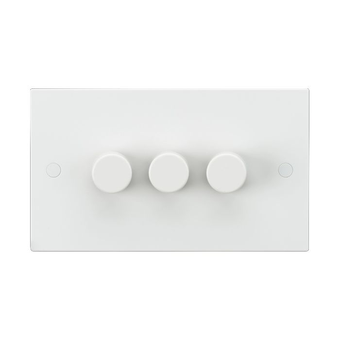 MLA Knightsbridge SN2163 Square Edge White Plastic 3 Gang LED Ready Leading Edge Dimmer Switch
