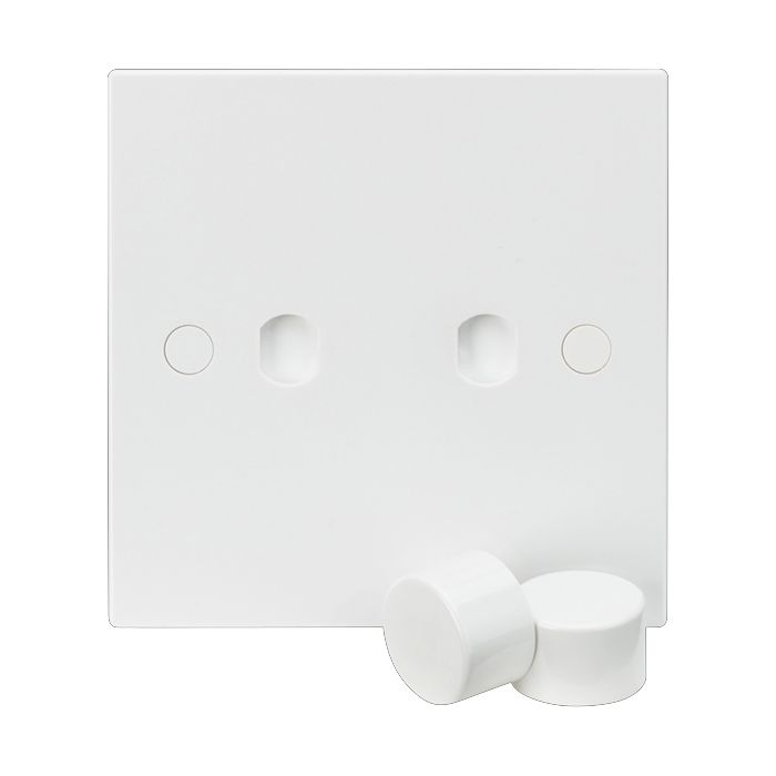 MLA Knightsbridge SN2DIM (10 Pack) Square Edge White 2 Gang Dimmer Plate With Knob