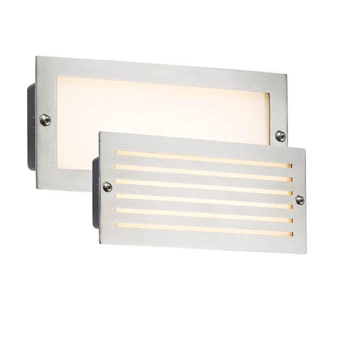 MLA Knightsbridge BLED5SW Aluminium Brick Light w/ Brushed Steel Fascia & White LED IP54 5W 230V