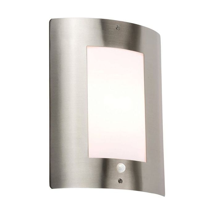 MLA Knightsbridge NH027S Stainless Steel E27 Outdoor Wall Light Fixture with PIR IP44 40W 230V