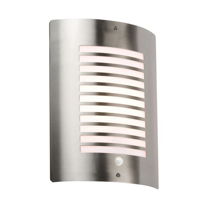 MLA Knightsbridge NH028S Stainless Steel E27 Outdoor Wall Light Fixture with PIR IP44 40W 230V