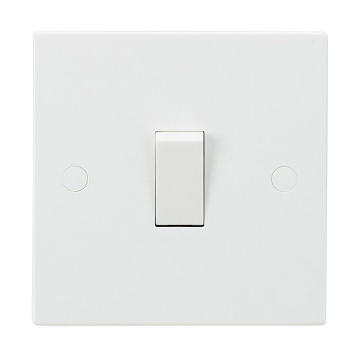 MLA Knightsbridge SN1000 (10 PACK) Square Edge White Plastic 1 Gang 1 Way Plate Light Switch 10A