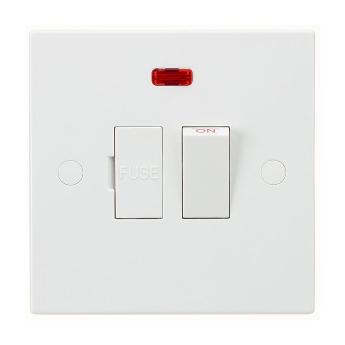 MLA Knightsbridge SN6300N Square Edge White Switched Fused Connection Spur Unit with Neon 13A