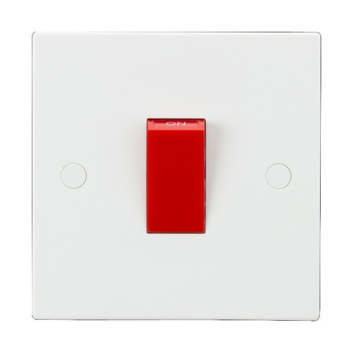 MLA Knightsbridge SN8331 (10 PACK) Square Edge White Plastic 1G Size Double Pole Cooker Switch 45A
