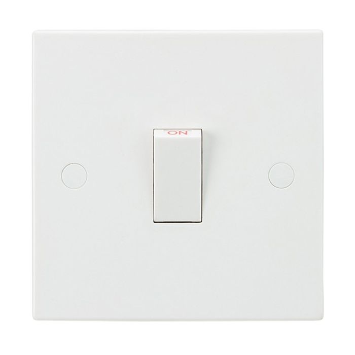 MLA Knightsbridge SN8341 (10 PACK) Square Edge White Plastic 1 Gang Double Pole Plate Switch 20A