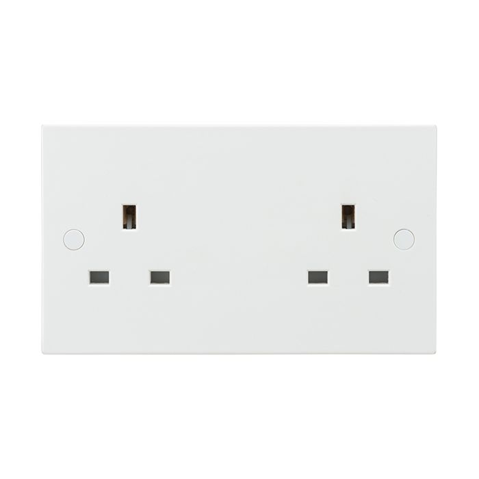 MLA White 2 Gang Unswitched Socket