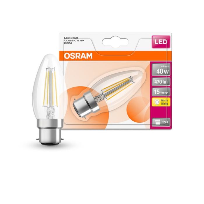 Osram Filament Candle 4-40W 2700K B22 Non-Dimmable 470lm