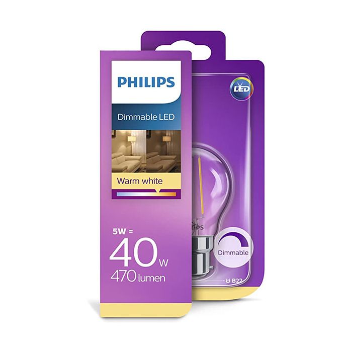 Philips Consumer Dimmable 5w Clear BC Golfball 2700K 