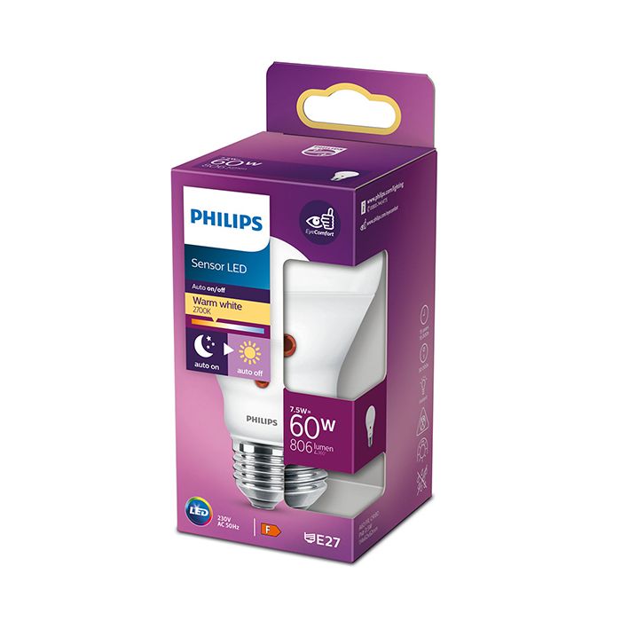 Philips Consumer Sensor LED 7.5w Frosted E27 GLS/A60 827