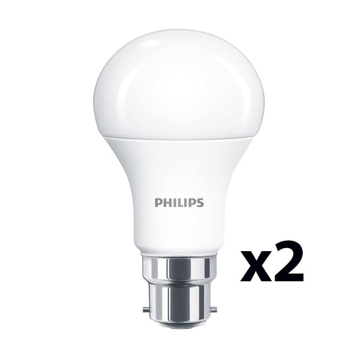 Philips CorePro LED bulb ND 11-75W A60 B22 827 - 2 Pack