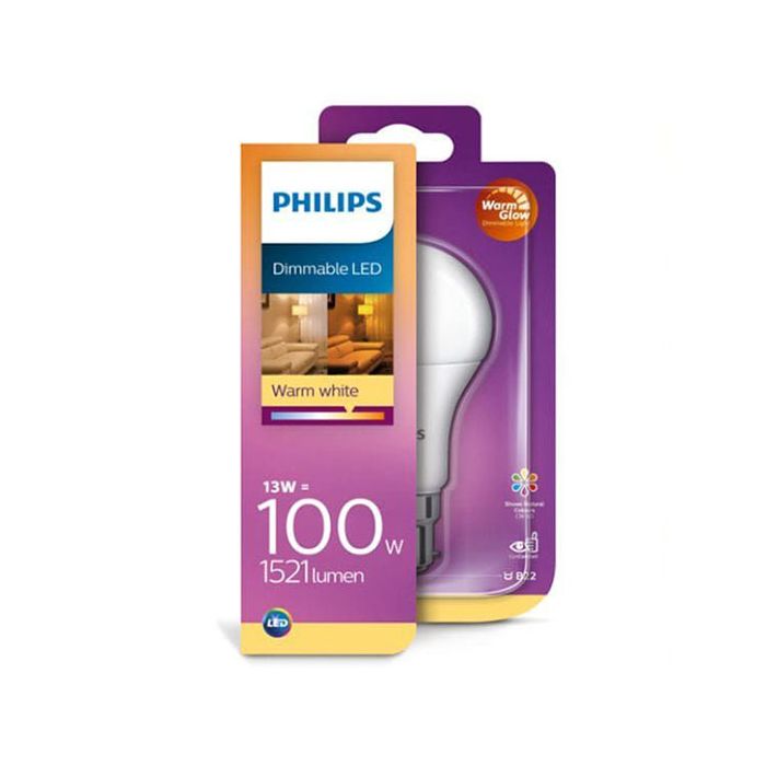 Philips WarmGlow LED 13w BC Dimmable Frosted GLS