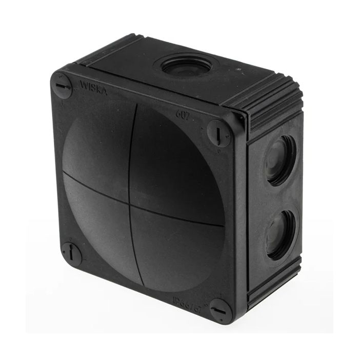 WISKA Combi Junction Box Black IP66, IP67, 110mm x 110mm x 66mm